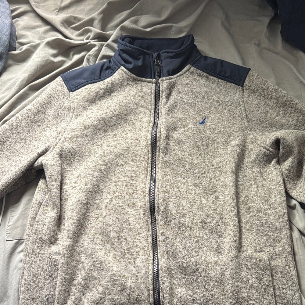 Nautica Heather Gray and Navy Fleece Jacket